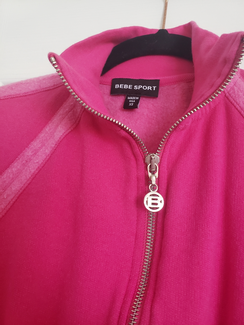 bebe Sport Hot Pink Zip-Up Bomber Jacket